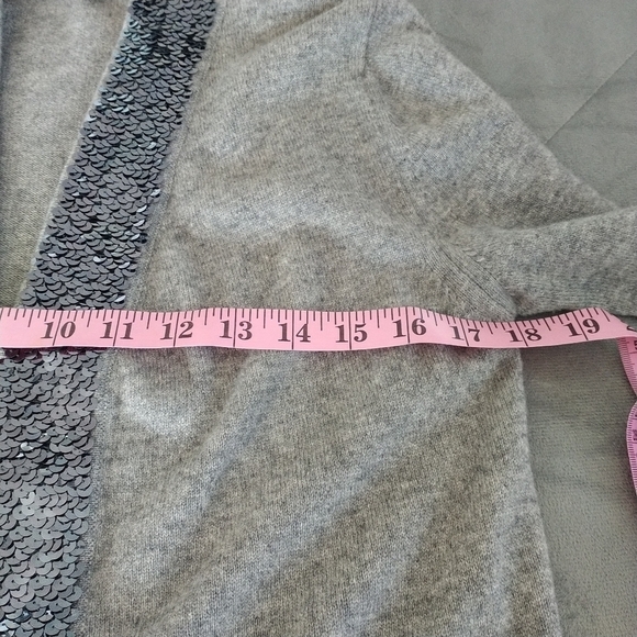 Pink Tartan Cashmere Blend Grey Sequins Trim Cardigan XS - Picture 10 of 14